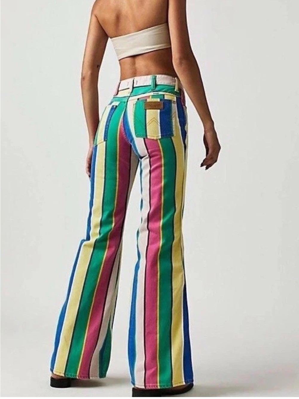 Wrangler Wanderer 622 High Rise Flare Jeans Womens Size 30x34 Multicolor Striped - Picture 4 of 11